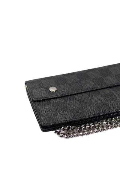 Louis Vuitton Mens Graphite Damier Flap Long Chains Leather Wallet