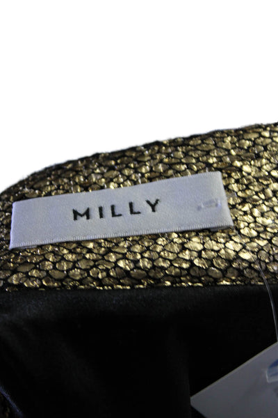 Milly Womens Animal Print Metallic Textured Zip A-Line Short Skirt Gold Size M