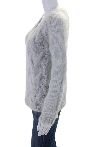 Martin + Osa Womens Mohair Soft Textured Thick Knit V Neck Sweater Gray Size XS