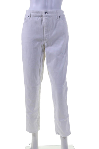 Lauren Ralph Lauren Womens Cotton Skinny Ankle Zip Button Pants White Sz 14