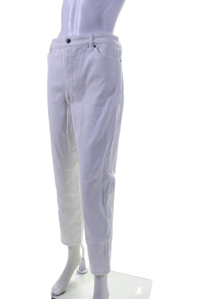 Lauren Ralph Lauren Womens Cotton Skinny Ankle Zip Button Pants White Sz 14