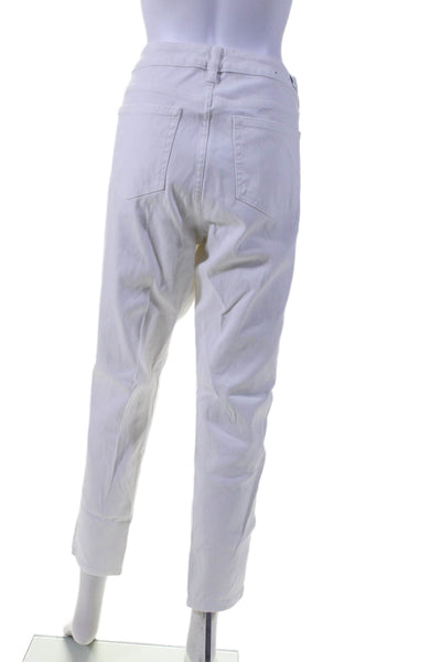 Lauren Ralph Lauren Womens Cotton Skinny Ankle Zip Button Pants White Sz 14