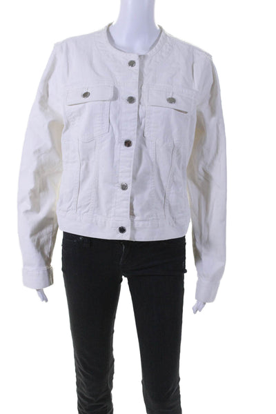 Lauren Ralph Lauren Womens Cotton Lined Button Denim Jacket White Size XL