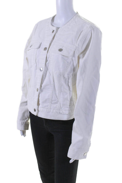 Lauren Ralph Lauren Womens Cotton Lined Button Denim Jacket White Size XL