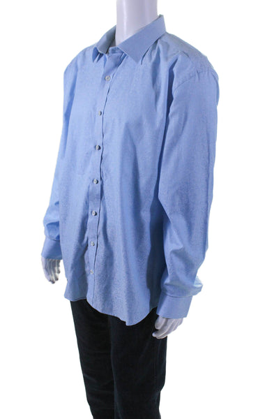 Bugatchi Mens Cotton Collar Long Sleeve Button Down Shirt Blue Size XXL