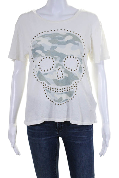 Lauren Moshi Womens Cotton Graphic Printed Textured Studded Casual Shirt Size S