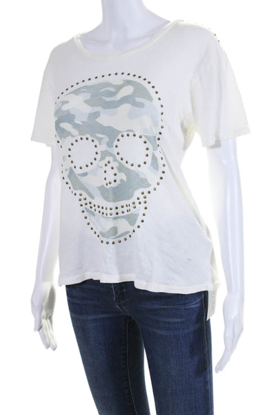 Lauren Moshi Womens Cotton Graphic Printed Textured Studded Casual Shirt Size S