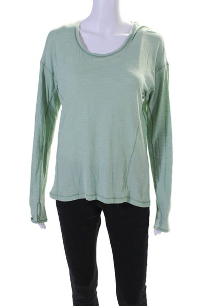 Lululemon Womens Scoop Neck Long Sleeve Solid T shirt Green Size M