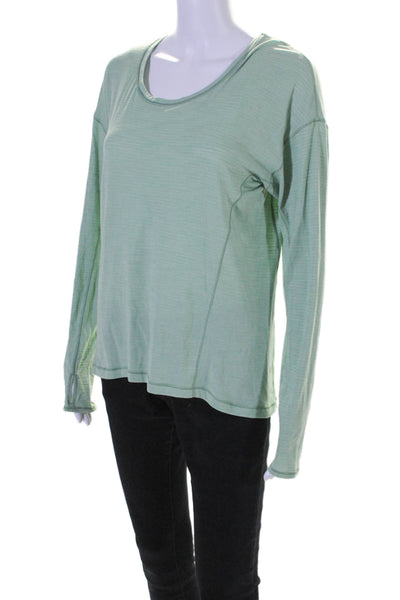 Lululemon Womens Scoop Neck Long Sleeve Solid T shirt Green Size M