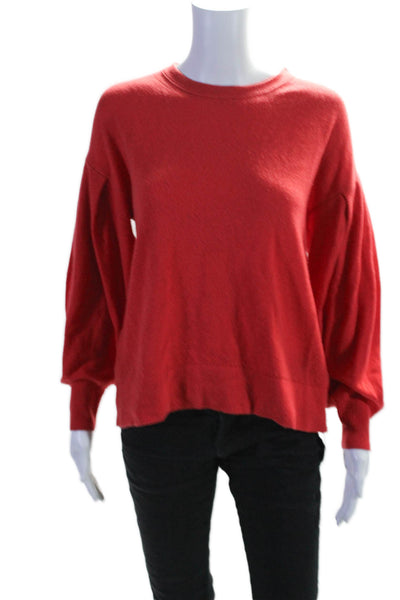 Vince Womens Cashmere Long Sleeved Round Neck Casual Sweater Red Size S