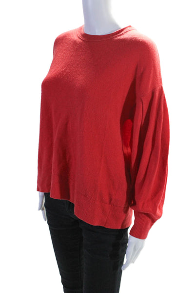 Vince Womens Cashmere Long Sleeved Round Neck Casual Sweater Red Size S