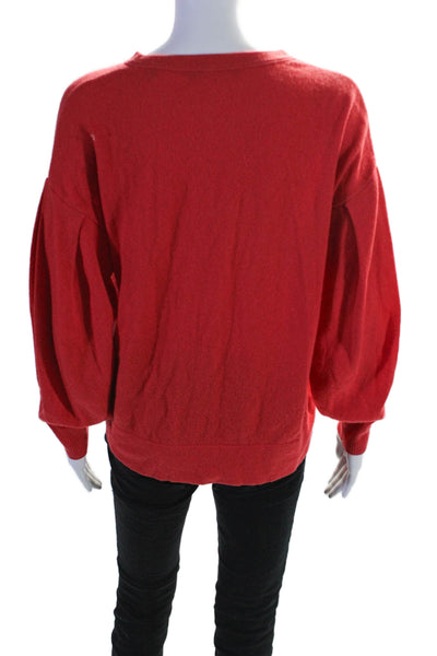 Vince Womens Cashmere Long Sleeved Round Neck Casual Sweater Red Size S