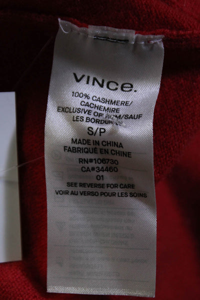 Vince Womens Cashmere Long Sleeved Round Neck Casual Sweater Red Size S
