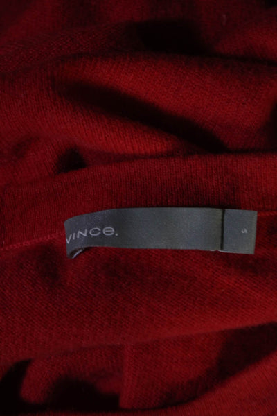 Vince Womens Cashmere Long Sleeved Round Neck Casual Sweater Red Size S