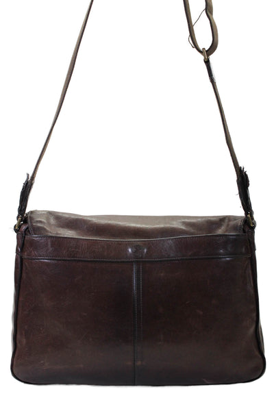 Coach Womens Dark Brown Leather Flap Messenger Bag Handbag