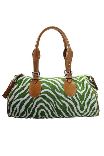 Glenda Gies Womens Textured Top Handle Animal Printed Tote Bag Green OS