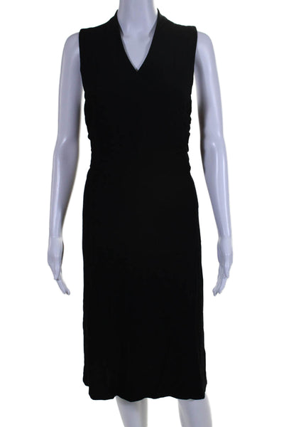 Eileen Fisher Womens Suede Velvet Textured Sleeveless V-neck Dress Black Size M