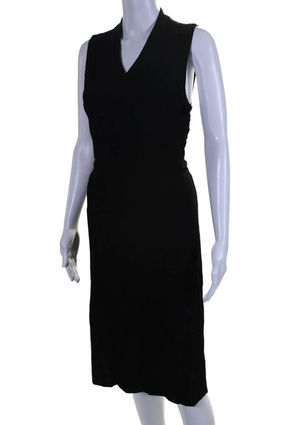 Eileen Fisher Womens Suede Velvet Textured Sleeveless V-neck Dress Black Size M