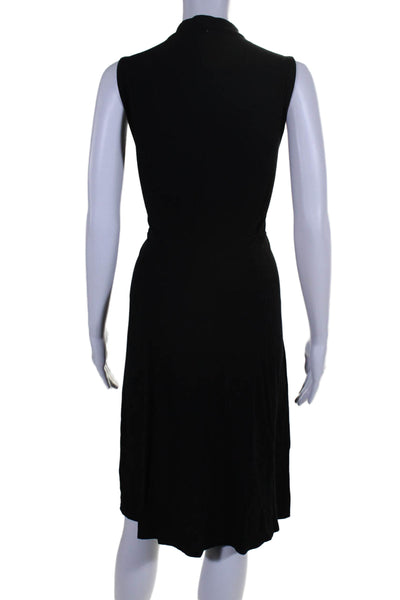 Eileen Fisher Womens Suede Velvet Textured Sleeveless V-neck Dress Black Size M