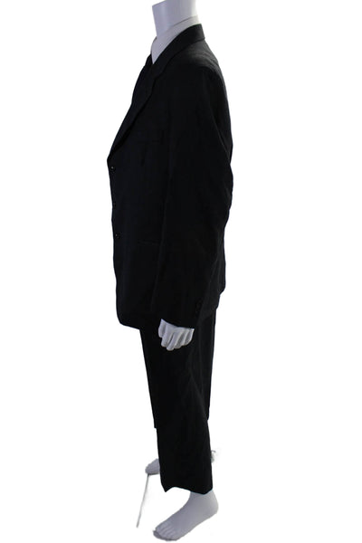 Oleg Cassini Mens Textured Lined Collar Button Blazer Pants Suit Set Black Size