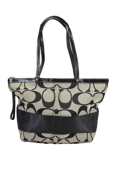 Coach Womens Textured Top Handle Geometric Classic Printed Tote Bag Beige OS