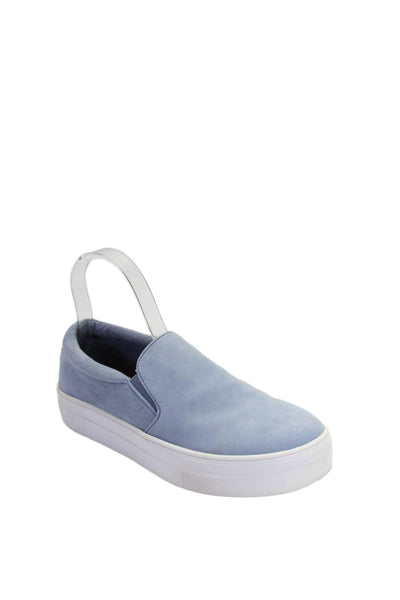 Steve Madden Womens Suede Elasticated Slip On Flat Sneakers Light Blue Size 7.5