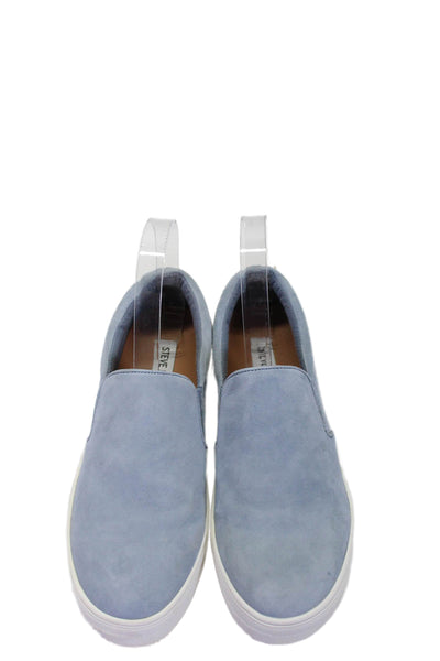 Steve Madden Womens Suede Elasticated Slip On Flat Sneakers Light Blue Size 7.5