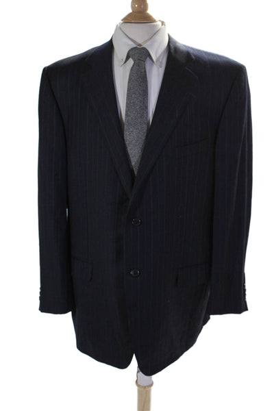 Ermenegildo Zegna Mens Wool Textured Collar Lined Stripe Blazer Black Size M