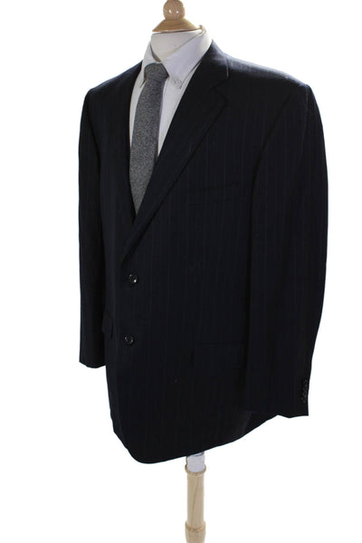 Ermenegildo Zegna Mens Wool Textured Collar Lined Stripe Blazer Black Size M