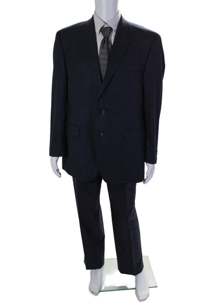 Ralph Ralph Lauren Mens Wool Textured Stripped Blazer Pants Suit Set Navy Size 4