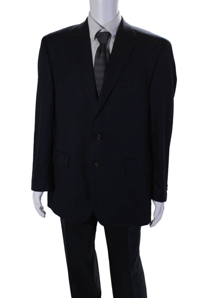 Ralph Ralph Lauren Mens Wool Textured Stripped Blazer Pants Suit Set Navy Size 4