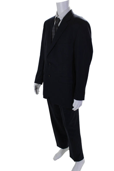 Ralph Ralph Lauren Mens Wool Textured Stripped Blazer Pants Suit Set Navy Size 4