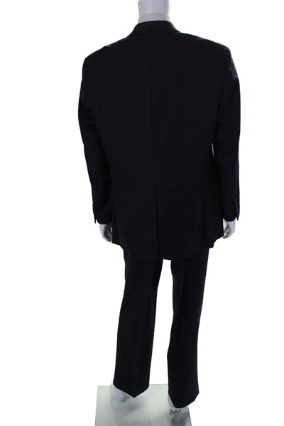 Ralph Ralph Lauren Mens Wool Textured Stripped Blazer Pants Suit Set Navy Size 4