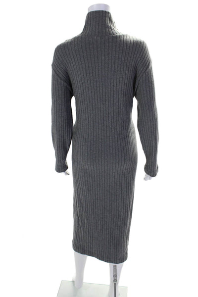 Donni Womens Stretch Ribbed Long Sleeve Turtleneck Maxi Dress Gray Size M