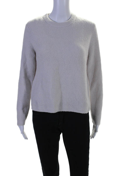 Velvet by Graham & Spencer Womens Wool waffle Knit Crewneck Top Beige Size M