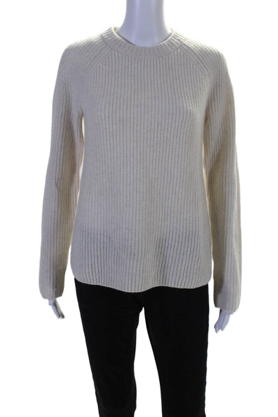 Velvet by Graham & Spencer Womens Wool waffle Knit Crewneck Top Beige Size M