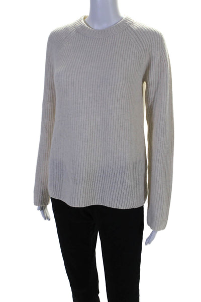 Velvet by Graham & Spencer Womens Wool waffle Knit Crewneck Top Beige Size M