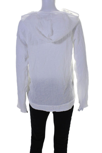 Michael Stars Womens Cotton Scoop Neck Lightweight Hooded Pullover White Size S