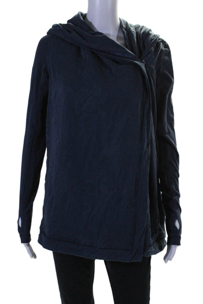 Lululemon Womens Long Sleeve One Button Hooded Light Jacket Navy Blue Size 4