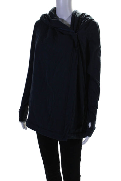 Lululemon Womens Long Sleeve One Button Hooded Light Jacket Navy Blue Size 4