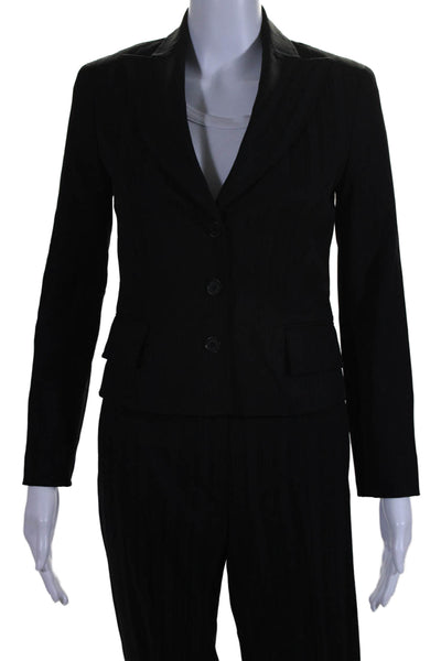 Kulson Womens Striped Button Down Pant Suit Black Wool Blend Size EUR 36