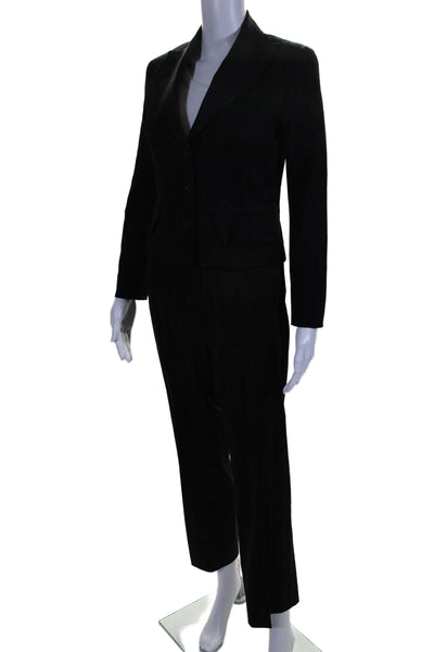 Kulson Womens Striped Button Down Pant Suit Black Wool Blend Size EUR 36