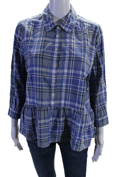 Trovata Birds Of Paradise Womens Cotton Checked Long Sleeved Shirt Blue Size M