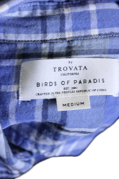 Trovata Birds Of Paradise Womens Cotton Checked Long Sleeved Shirt Blue Size M