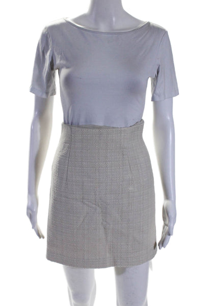 Theory Womens Textured Lined Fitted Pencil Skirt Beige Size S