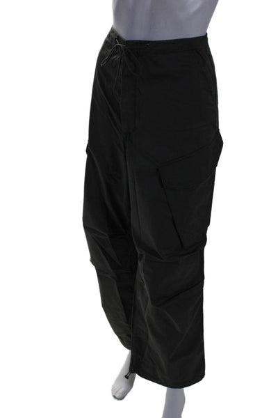 Agolde Womens Cotton Dark Green High Rise Drawstring Tie Ankle Cargo Pants SizeS