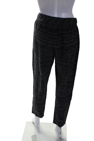 Raquel Allegra Womens Linen Blend Black Printed High Rise Tapered Pants Size 1