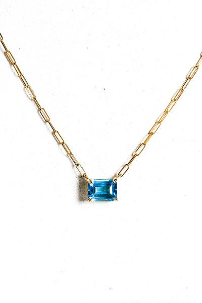 Designer Womens 14K Yellow Gold Blue Topaz Pendant Necklace 18" 3g