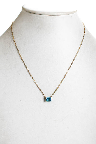 Designer Womens 14K Yellow Gold Blue Topaz Pendant Necklace 18" 3g