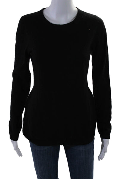 Christopher Fischer Womens Long Sleeve Crew Neck Cashmere Sweater Black Small